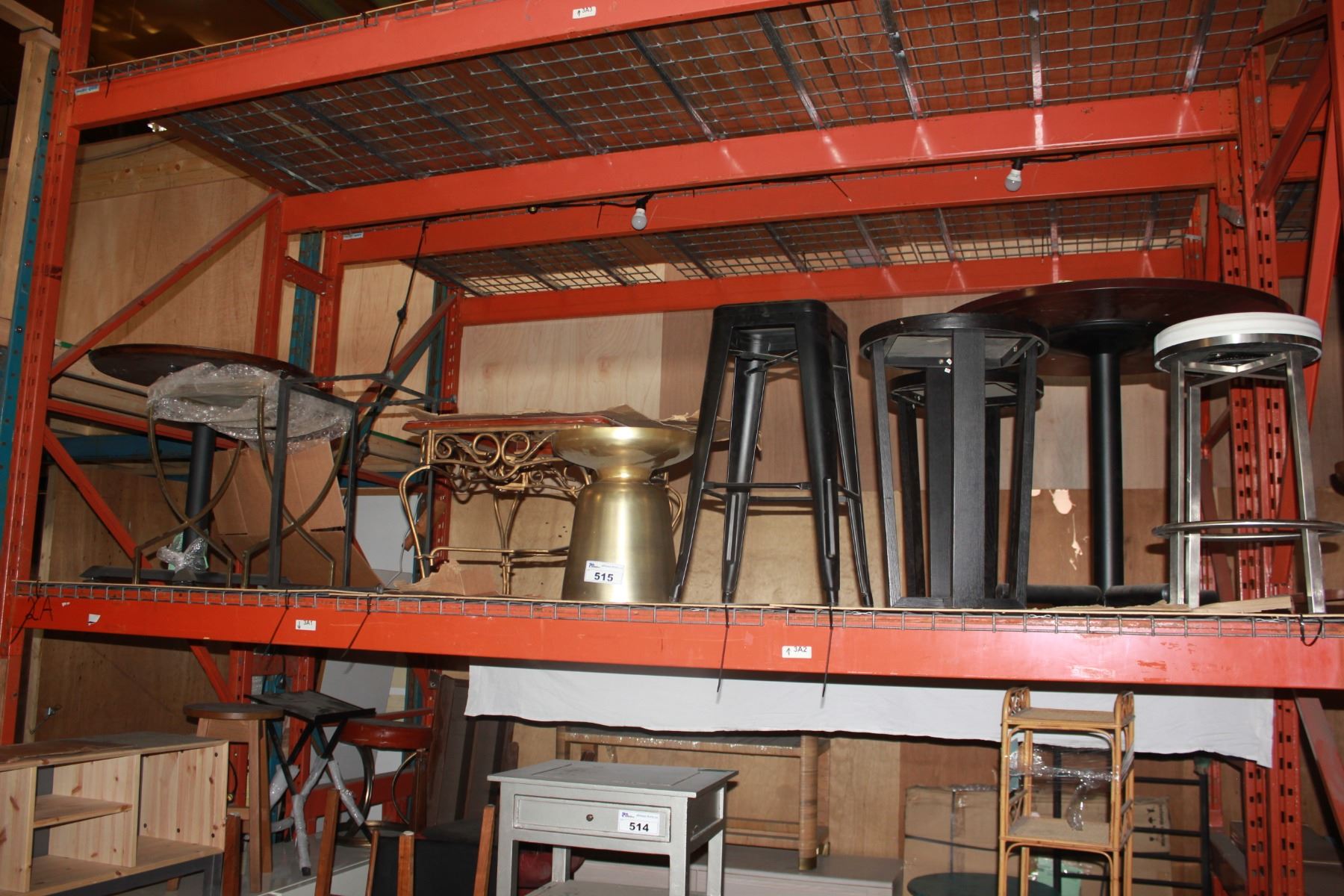 LOT OF MISC FURNITURE ON PALLET RACKING