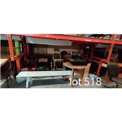 LOT OF MISC FURNITURE UNDER PALLET RACKING