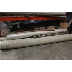 SHELF LOT OF CARPET ROLLS