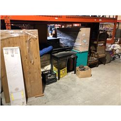 LARGE LOT OF MISC FURNITURE ITEMS UNDER PALLET RACKING