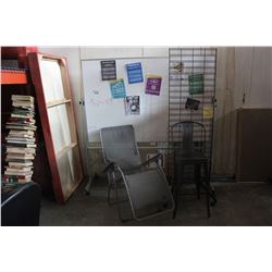 WHITEBOARD, BARSTOOL, CAMPING CHAIR AND WIRE DISPLAY RACKING