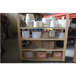 ROLLING SHELF UNIT WITH MISC MOVIE SET ITEMS