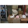 Image 2 : LARGE LOT OF MISC MOVIE SET ITEMS UNDER PALLET RACKING INCLUDING SHELVING UNIT, TRAMPOLINE, FILE