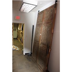 LARGE ANTIQUE WOODEN DOOR WITH SLIDER