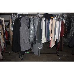 LARGE LOT OF WARDROBE CLOTHING, RACK NOT INCLUDED