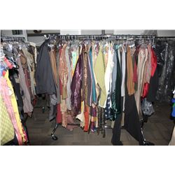 LARGE LOT OF WARDROBE CLOTHING, RACK NOT INCLUDED