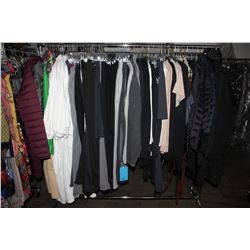 LARGE LOT OF WARDROBE CLOTHING, RACK NOT INCLUDED