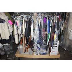 LARGE LOT OF WARDROBE CLOTHING, RACK NOT INCLUDED