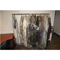 ROLLING RACK OF COSTUMES AND CLOTHING, RACK NOT INCLUDED