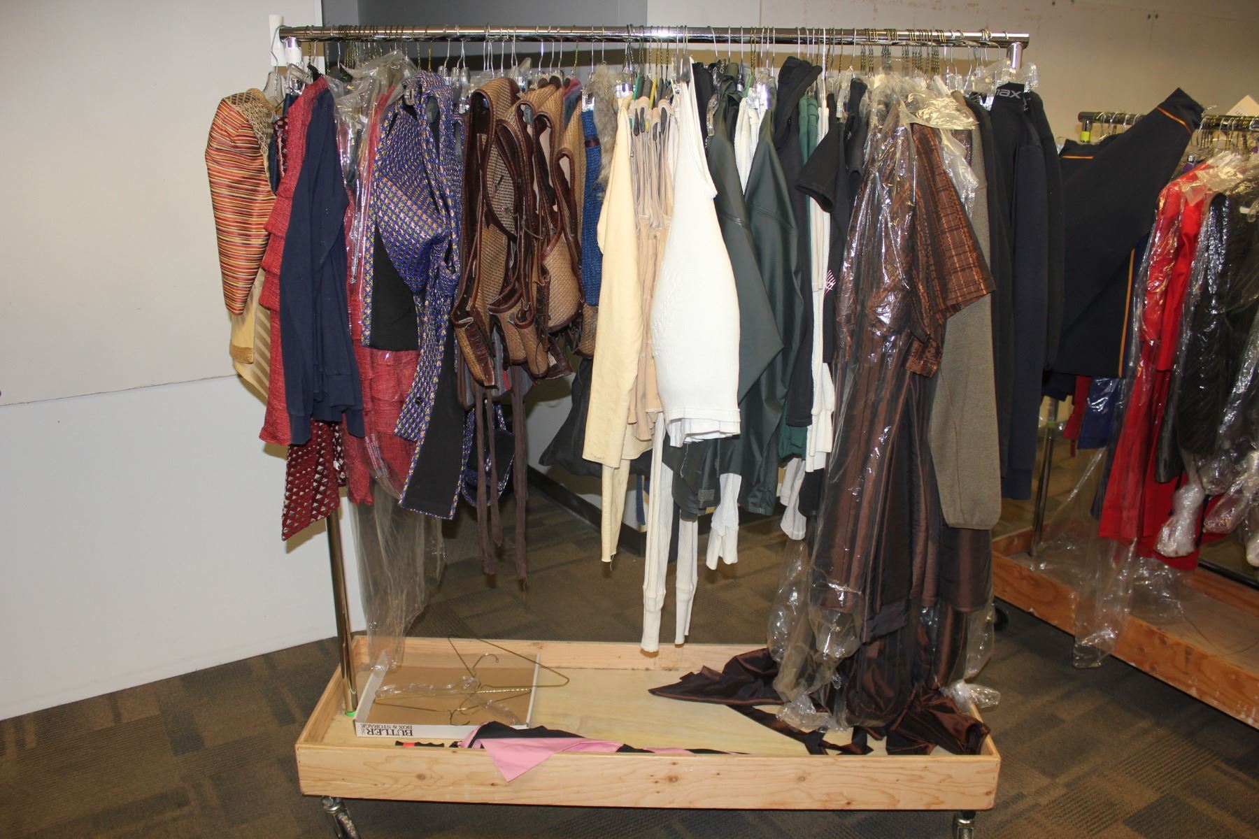 Coustume Rack ROLLING RACK OF COSTUMES AND CLOTHING, RACK NOT INCLUDED