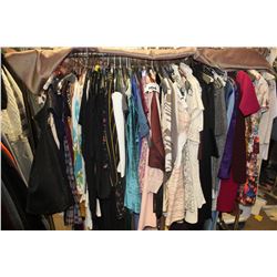 LARGE LOT OF WARDROBE CLOTHING, RACK NOT INCLUDED