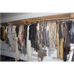 LARGE LOT OF WARDROBE CLOTHING, RACK NOT INCLUDED