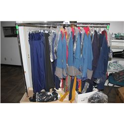 LARGE LOT OF WARDROBE CLOTHING, RACK NOT INCLUDED