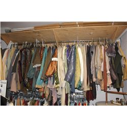 LARGE LOT OF WARDROBE CLOTHING, RACK NOT INCLUDED