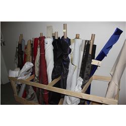 LARGE LOT OF FABRIC IN STAND, STAND NOT INCLUDED