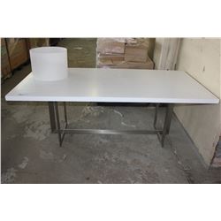 LARGE WHITE AND METAL DINING TABLE