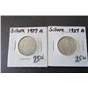 Image 1 : (2) 1937-A Germany Third Reich 2 Marks Silver