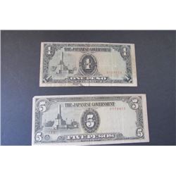 The Japanese Gov't Five Pesos, One Peso