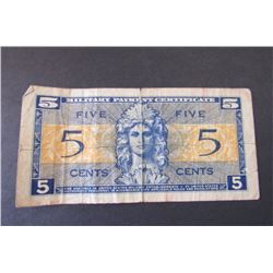 Military Payment Certificate Five Cents