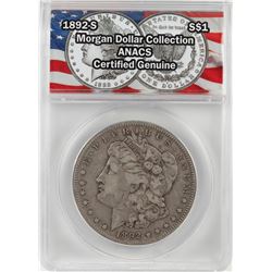 1892-S $1 Morgan Silver Dollar Coin ANACS Certified Genuine