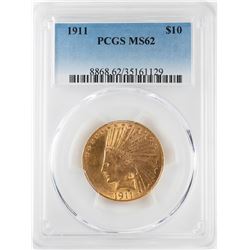 1911 $10 Indian Head Eagle Gold Coin PCGS MS62