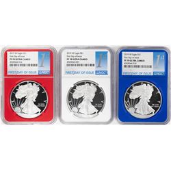 Set of 2019-W $1 Proof American Silver Eagle Coins NGC PF70 Ultra Cameo Red White Blue