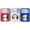 Image 1 : Set of 2019-W $1 Proof American Silver Eagle Coins NGC PF70 Ultra Cameo Red White Blue
