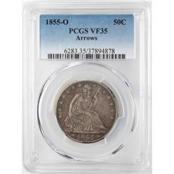 1855-O Arrows Seated Liberty Half Dollar Coin PCGS VF35