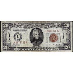 1934A $20 Hawaii WWII Emergency Issue Federal Reserve Notes