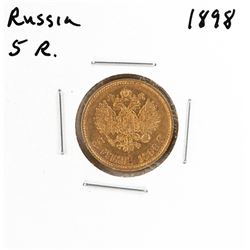 1898 Russia 5 Roubles Gold Coin