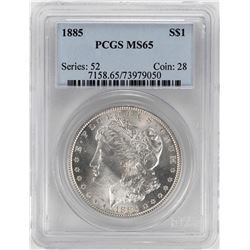 1885 $1 Morgan Silver Dollar Coin PCGS MS65
