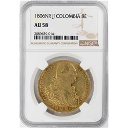1806NR JJ Colombia 8 Escudos Gold Coin NGC AU58