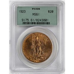 1923 $20 St. Gaudens Double Eagle Gold Coin PCGS MS61