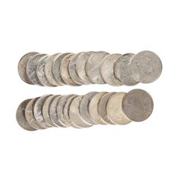 Lot of (25) Circulated 1922-1935 $1 Peace Silver Dollar Coins