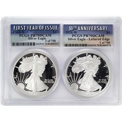 1986-S & 2016-W $1 Proof American Silver Eagle Coin Set PCGS PR70DCAM