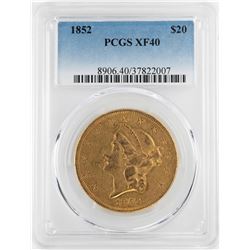 1852 $20 Liberty Head Double Eagle Gold Coin PCGS XF40