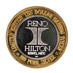 .999 Silver Hilton Reno, Nevada $10 Casino Limited Edition Gaming Token