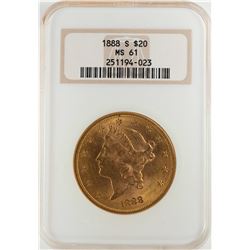 1888-S $20 Liberty Head Double Eagle Gold Coin NGC MS61