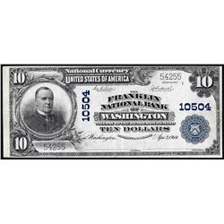 1902 PB $10 Franklin NB of Washington, DC CH# 10504 National Currency Note