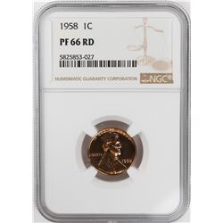 1958 Proof Lincoln Wheat Cent Coin NGC PF66RD