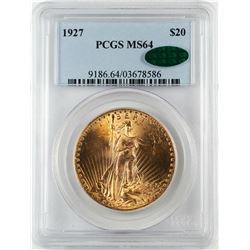 1927 $20 St. Gaudens Double Eagle Gold Coin PCGS MS64 CAC