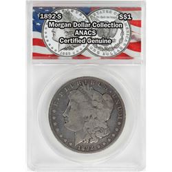 1892-S $1 Morgan Silver Dollar Coin ANACS Certified Genuine