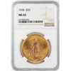 Image 1 : 1928 $20 St. Gaudens Double Eagle Gold Coin NGC MS65