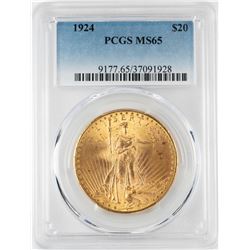 1924 $20 St. Gaudens Double Eagle Gold Coin PCGS MS65