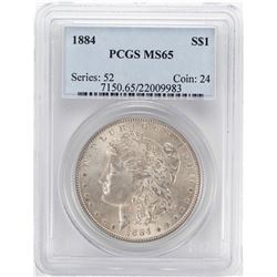 1884 $1 Morgan Silver Dollar Coin PCGS MS65