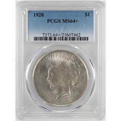 1928 $1 Peace Silver Dollar Coin PCGS MS64+