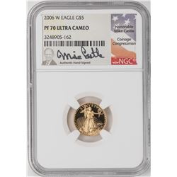 2006-W Proof $5 American Gold Eagle Coin NGC PF70 Ultra Cameo Mike Castle Signature