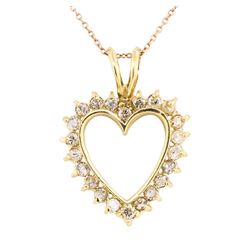 14KT Yellow Gold 1.00 ctw Diamond Heart Shaped Pendant with 14KT Rose Gold Chain