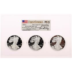 2018-S Proof Silver Eagle Location Set PCGS PR70DCAM First Strike Edmund Moy Signature