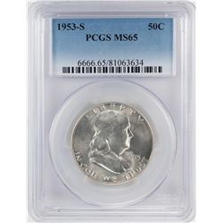 1953-S Franklin Half Dollar Coin PCGS MS65